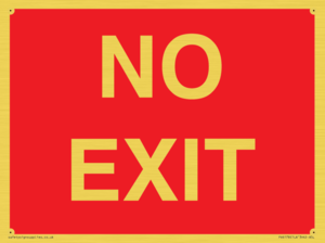 NO EXIT red background